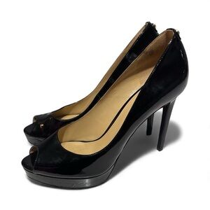 Michael Kors Black Patent Peep-Toe Heels